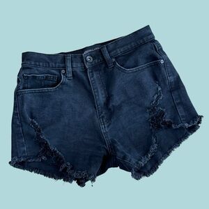 Kendall & Kylie Dark Denim Frayed Shorts